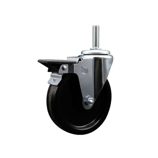 5 Inch Phenolic Wheel Swivel 34 Inch Threaded Stem Caster with Brake SCC